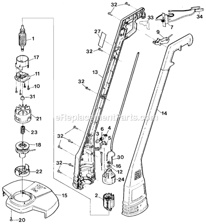 Page A Diagram and Parts List for 82300 Type 3 Black and Decker Trimmer